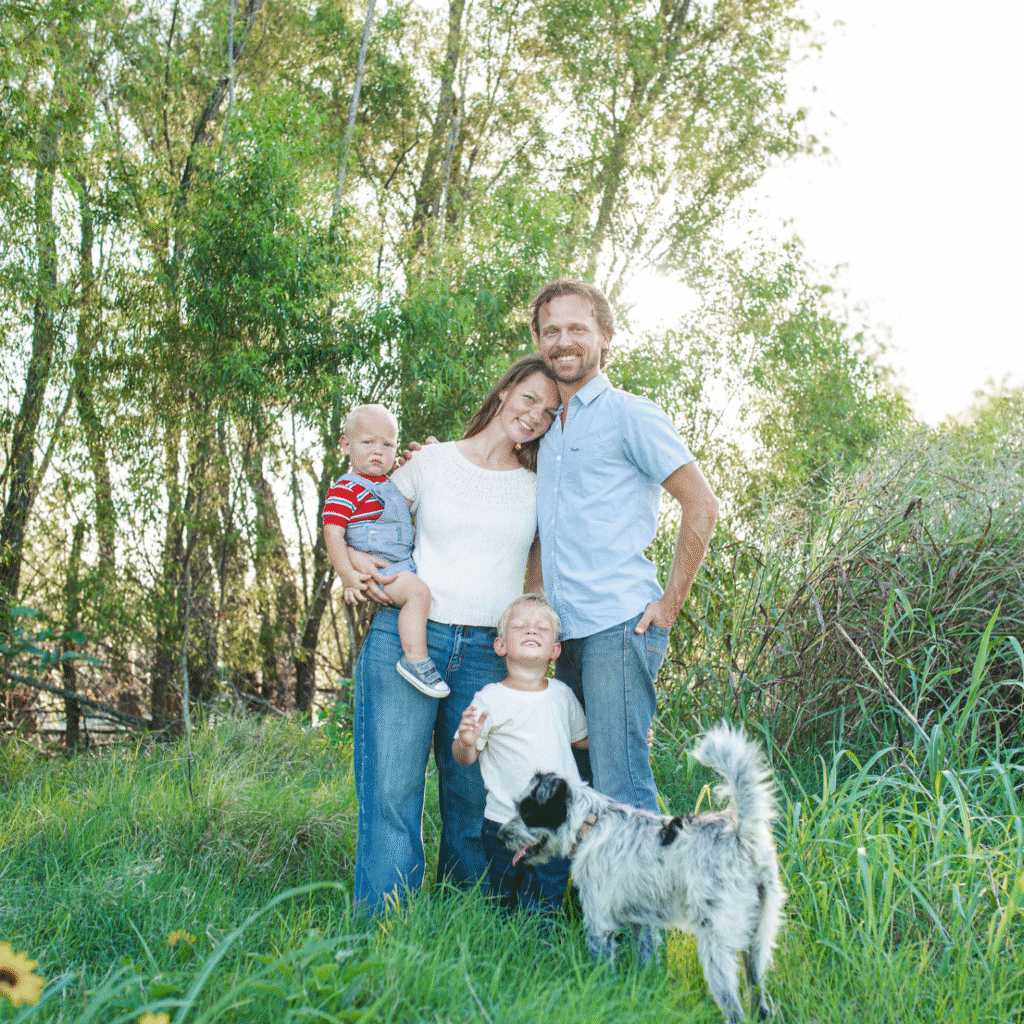 Respite bee farm Family with husband, wife, and two little boys 